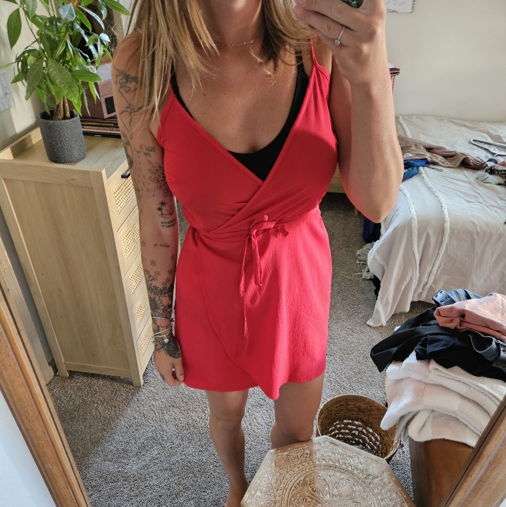 Asos red wrap dress
